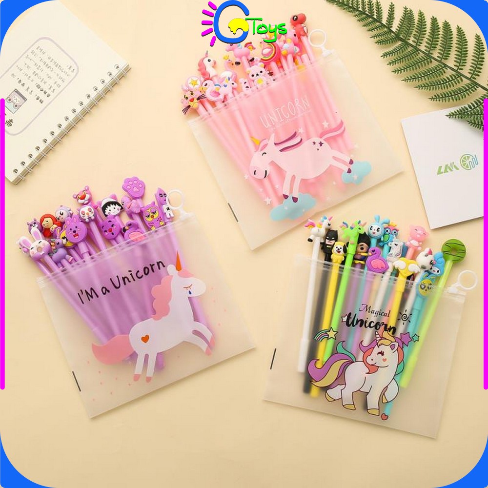 

CR-A15 Pulpen Gel Karakter Lucu Set Isi 20PCS Pena FREE Zipper Pouch Tempat Pensil Transparan Murah