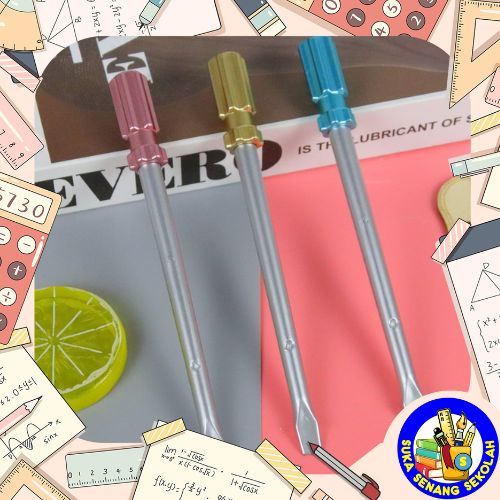 

SELUSIN Pulpen Gel Hitam Motif Obeng / Stationery Pen Kekinian S0263 Dw05