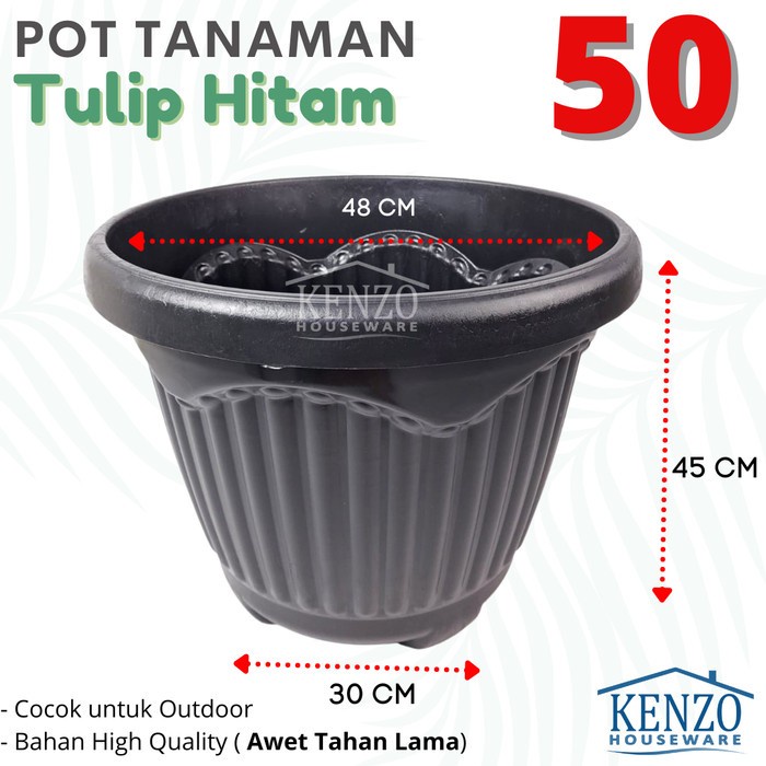 Fresh Flower Pot Tulip Tanaman Pot Bunga Bulat Plastik Besar Hitam Jumbo 50 Kargo