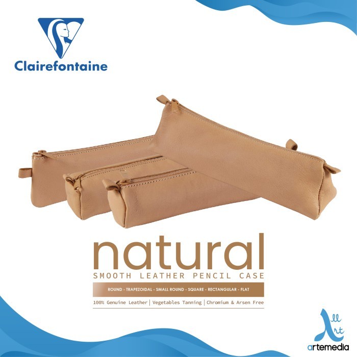 

Ready Tempat Pensil Clairefontaine Natural Real Smooth Leather Pencil Case
