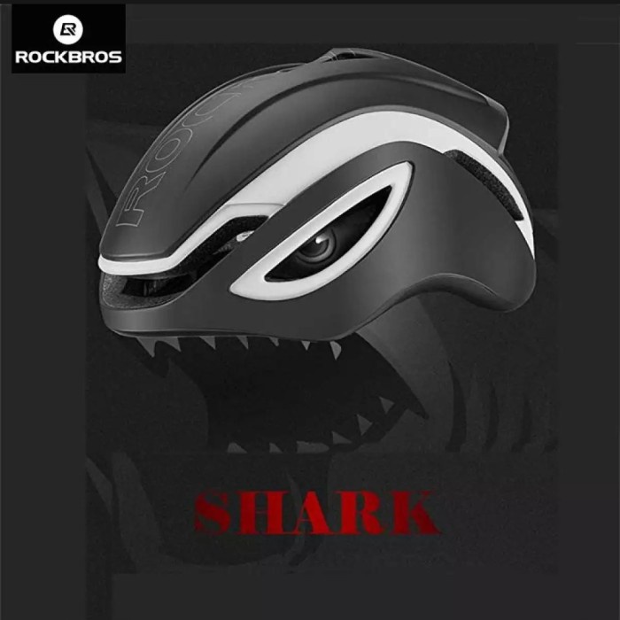 PROMO ROCKBROS helm sepeda original type shark TT triathlon white black