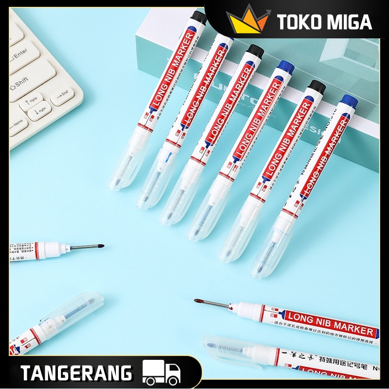 

10PCS Spidol Kepala Panjang Jangkauan Dalam Long Head Marker Nib Waterproof Cepat Kering 20mm Dw05