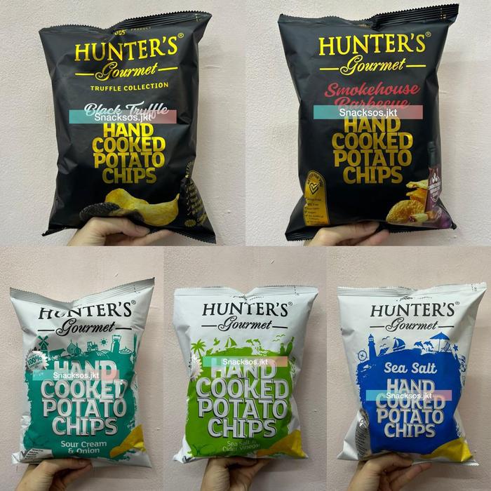 

Kuliner.Kita Hunter'S Gourmet Hand Cooked Potato Chips Black Truffle / Smokehouse Barbecue Bbq / Sea