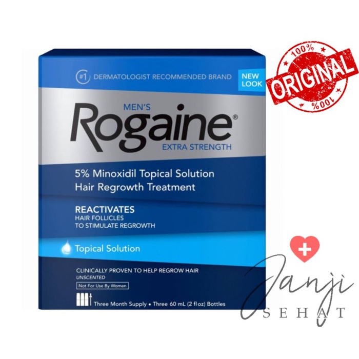 New Look Men's Rogaine 5% Minoxidil 60 ml - 3 botol Rogaine Liquid