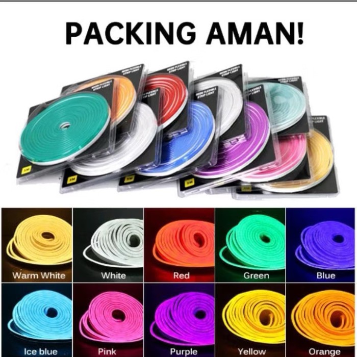 Lampu neon flexibel 5meter model slim 12v/24v bisa potong