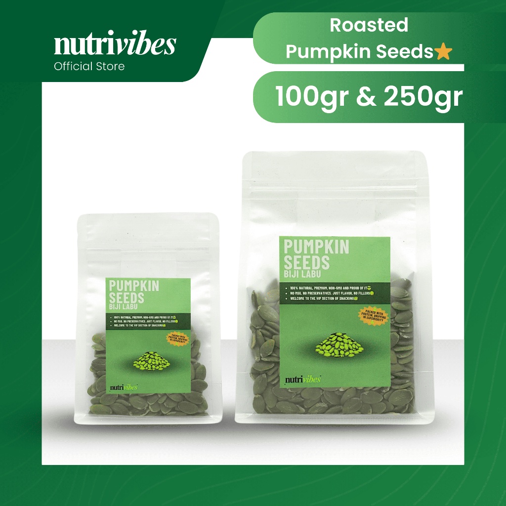 

Biji Labu Panggang / Roasted Pumpkin Seeds (Personal Pack 100gr & 250gr) - Nutrivibes