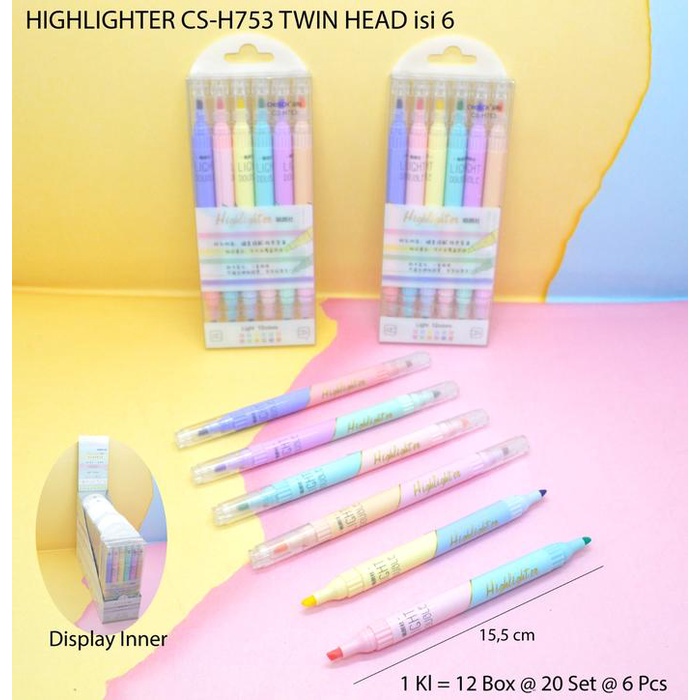 

*#*#*#] highlighter chosch pastel 6 pena 12 warna dual tip kode cs 753