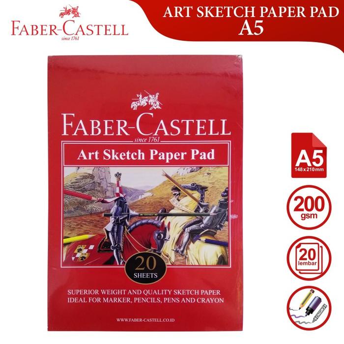 

<<<<<] art scetch paper pad a5 faber castell 200 gsm 20 lembar buku gambar
