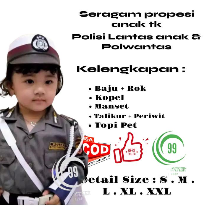 Promo Seragam polisi lalu lintas anak Tk ANT'Shop