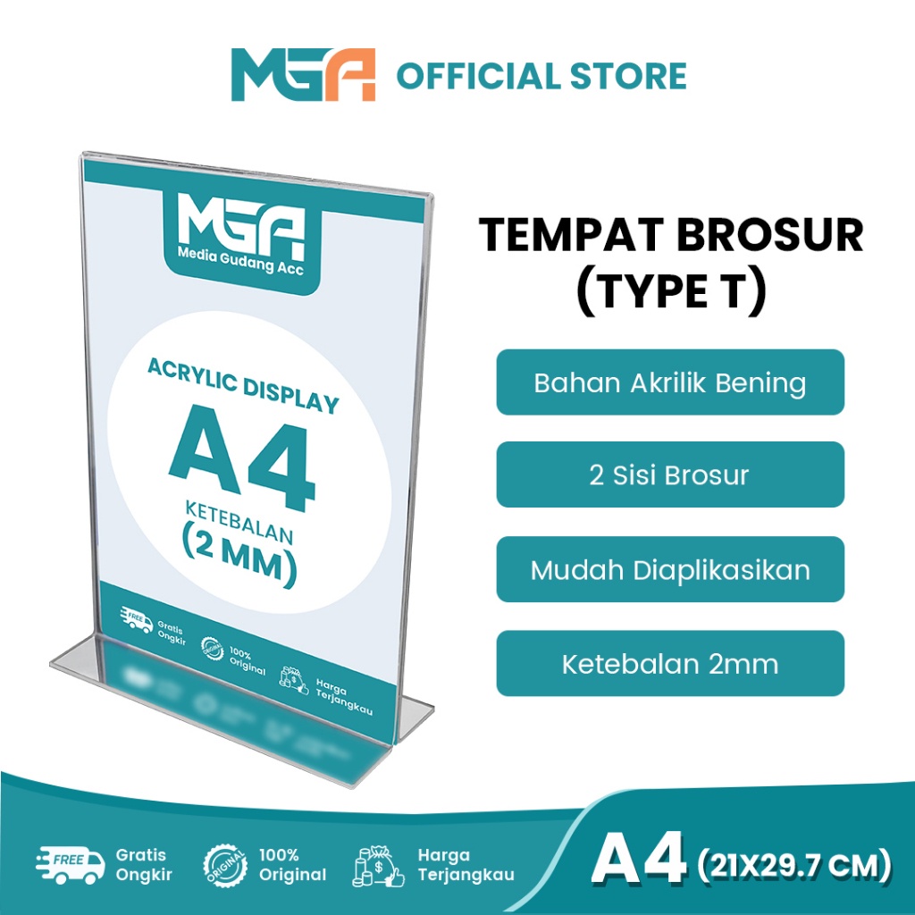 

TEMPAT BROSUR A4 2MM PORTRAIT 2 SISI / TENT HOLDER / TENT CARD STAND AKRILIK