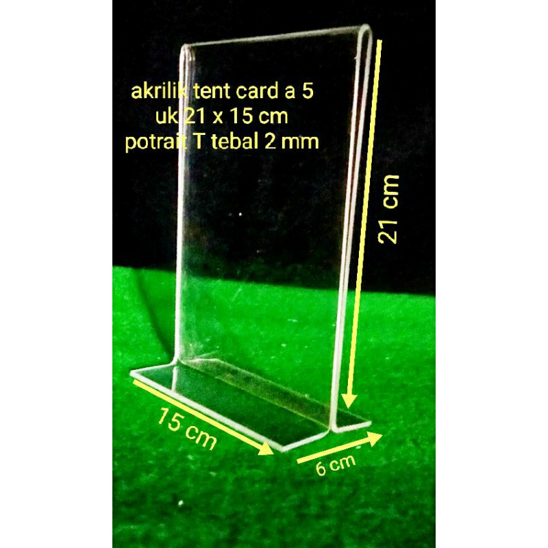 

tent card/tempat brosur akrilik a5 uk 15 x 21 cm tebal 2 mm