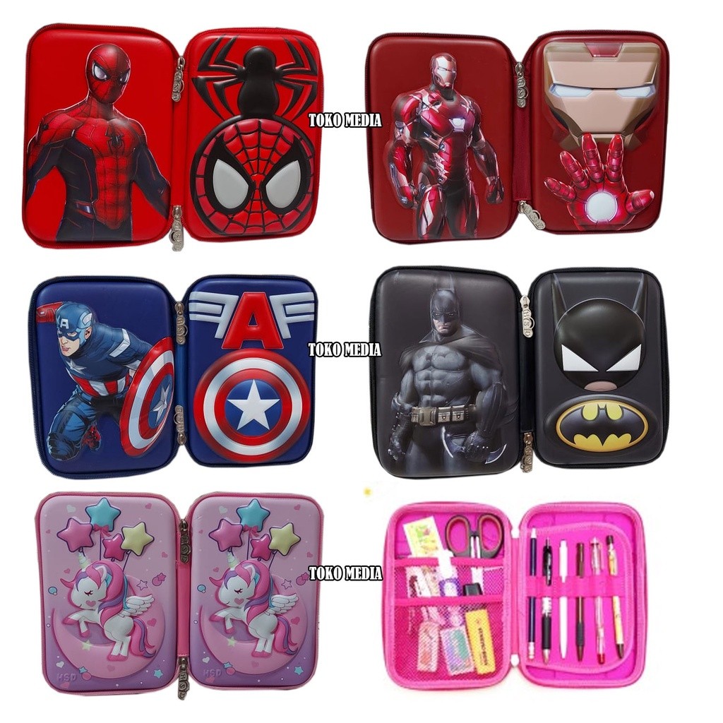

K / Tempat Pensil Ala Motif SUPERHERO Bagus Murah