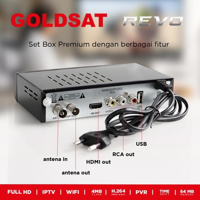 Decoder Tv Box Digital Goldsat Revo Dvb-T2 - Asli
