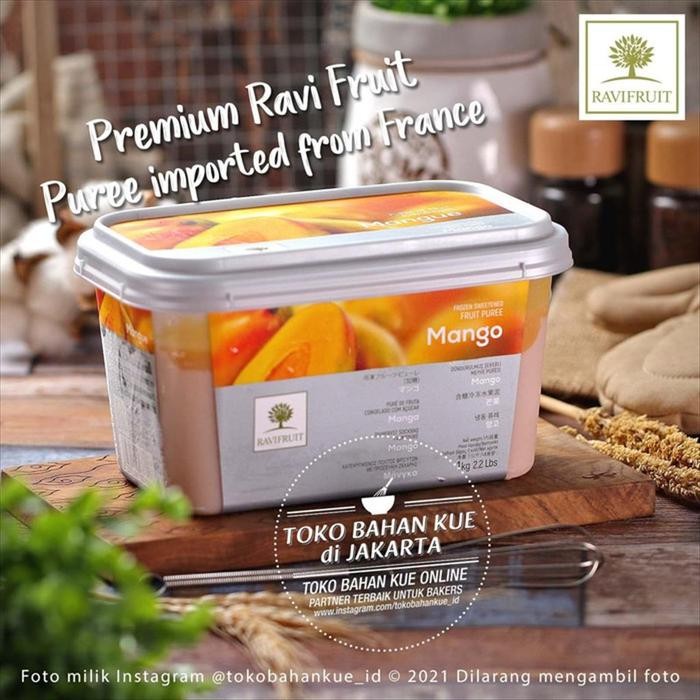 

BisaInstan- Ravi Fruit PUREE Mango 1kg Ravifruit Frozen Buah Mangga Beku Import