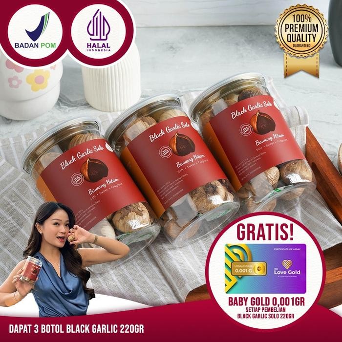 

BisaInstan- 3 BOTOL Black Garlic Solo ( Bawang Hitam Tunggal) 220 Gr