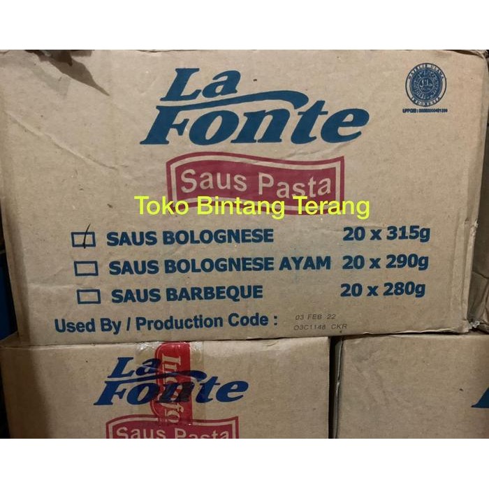 

BisaInstan- La Fonte Saus Pasta, Saus Bolognese Bolognaise 1 dus 20 x 315g