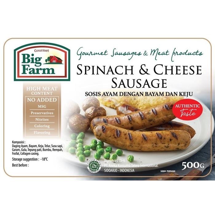 

Kirim,HariYgSama- Big Farm Spinach & Cheese Sausage - Sosis Ayam dengan Bayam & Keju
