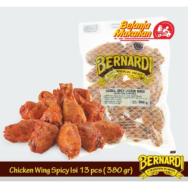 

Kirim,HariYgSama- BERNARDI ORIGINAL SPICY CHICKEN WINGS 380GR ISI 16 PCS