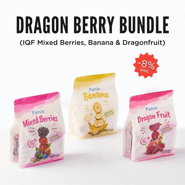 

BisaInstan- Frozen Fruits (IQF) Dragon-Berry Bundle of 3 1350 gram Total