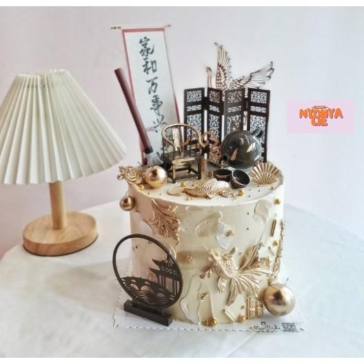 Mntb" Ohc01 Topper Kue Ornamen Chinese Tradisional Cake Hiasan Birthday Ulta