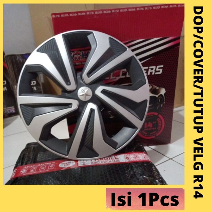 [Expert] KVSH14-Wheel cover dop velg ring14 silver hitam isoka