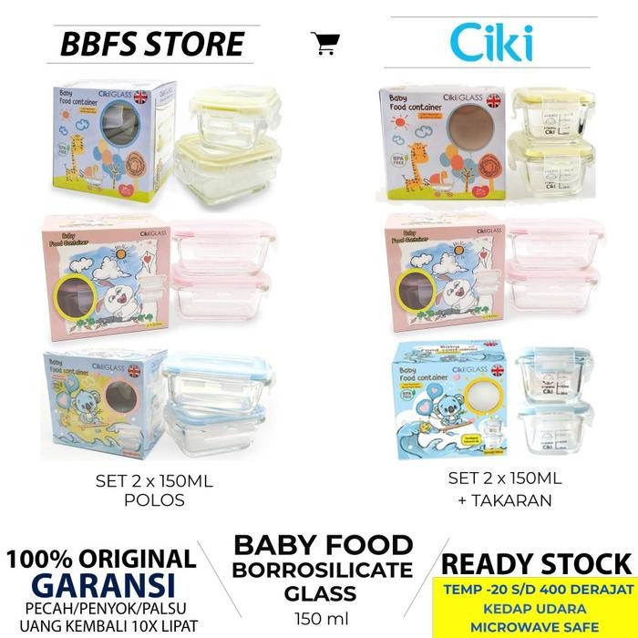 Mamora- Ciki Baby Food Set Container Glass 2X150Ml 150 Ml Polos/Takaran Mpasi