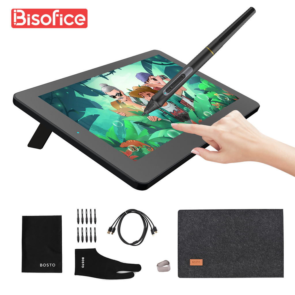 

Bosto Bt-12Hdt Portable 11.6 Inch Hd H-Ips Touchscreen Lcd Graphics Drawing Tablet 1366*768 Display