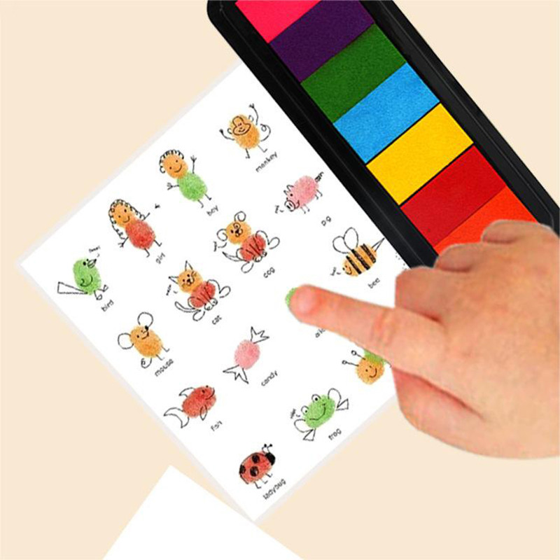 

7 Colours Washable Finger Paint Set Kids Creative Palm Finger Paint Ink Pad Kids Paint Educational