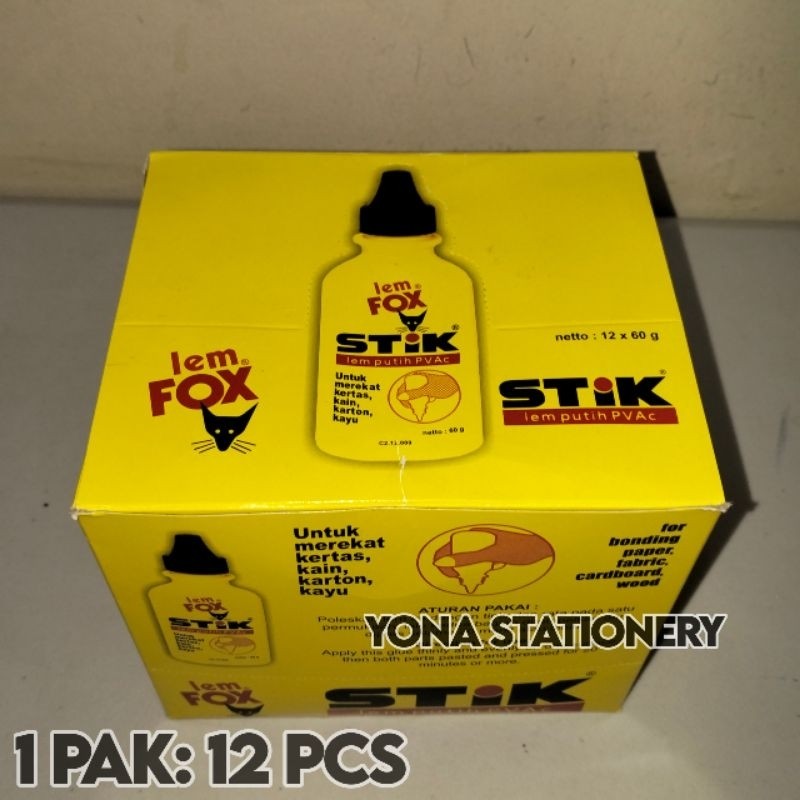 

Lem Stik Kuning Stik PVAC 60 Gram 1 Pak: 12 Pcs