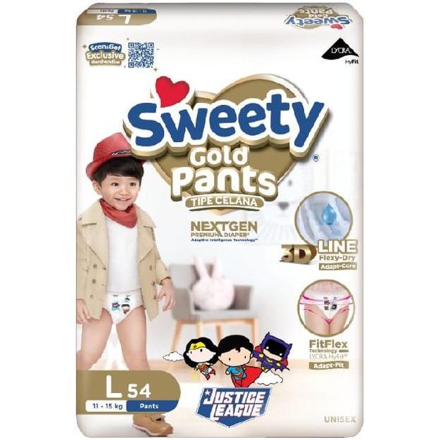 Amorie- Popok Bayi Sweety Gold Pants L54 Sweety Popok Sweety L 54 Diapers