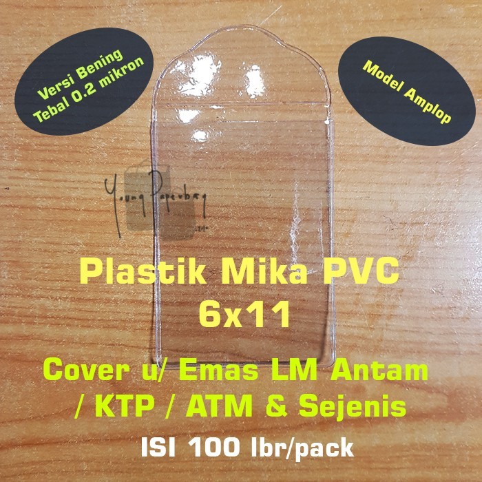 

Plastik Mika PVC bening 6x11 cover emas LM Antam / KTP/ ATM/ eToll 0.2