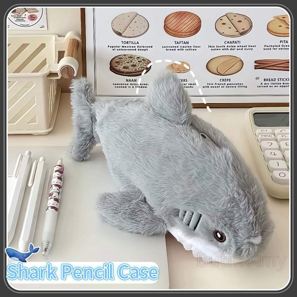 

[ COD ] Shark Pencil Case Lucu Tempat Pensil Multifungsi Cartoon Large Capacity Storage Bag Animal