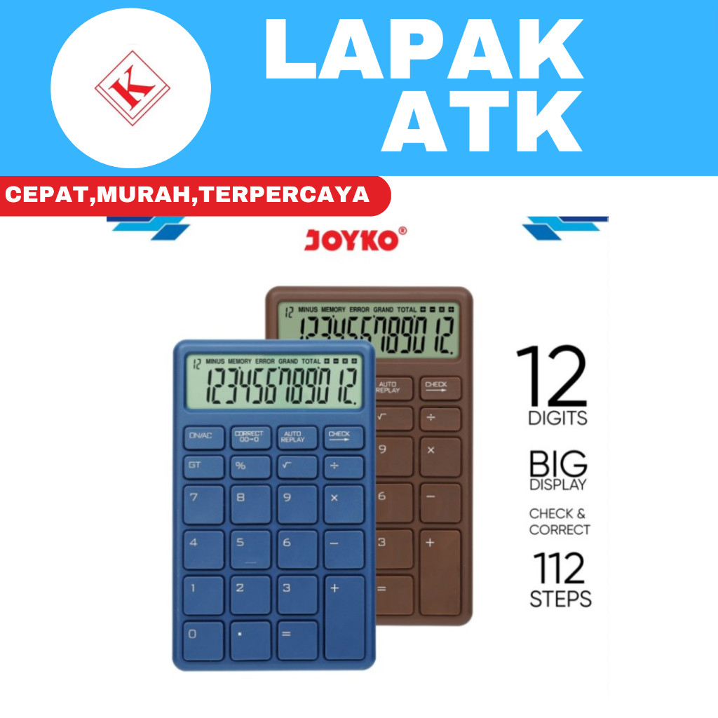 

Joyko Calculator 12 Digits PORTABLE / Kalkulator Joyko Kecil CC-55CO +