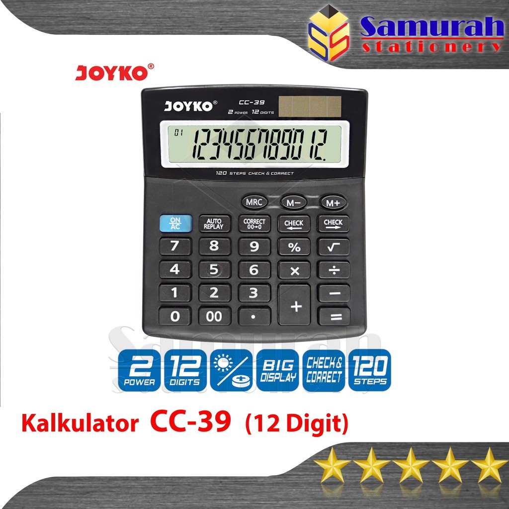 

Kalkulator Meja Joyko CC 39 / Mesin Hitung CC-39 / Calculator 12 Digit / Check Correct / Big Display