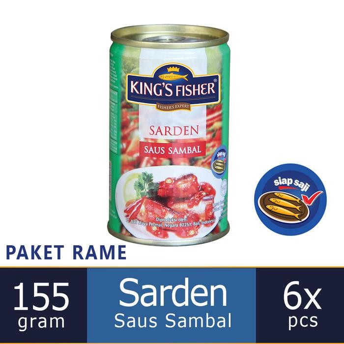 

NewZbgt- Paket 6 pcs King's Fisher Sarden mini saus sambal Makanan Kaleng 155g