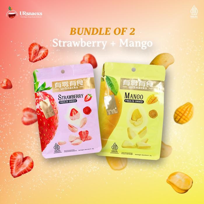 

NewZbgt- BUNDLE OF 2 - FREEZE DRIED KERIPIK STRAWBERRY 22gr + MANGO 22gr