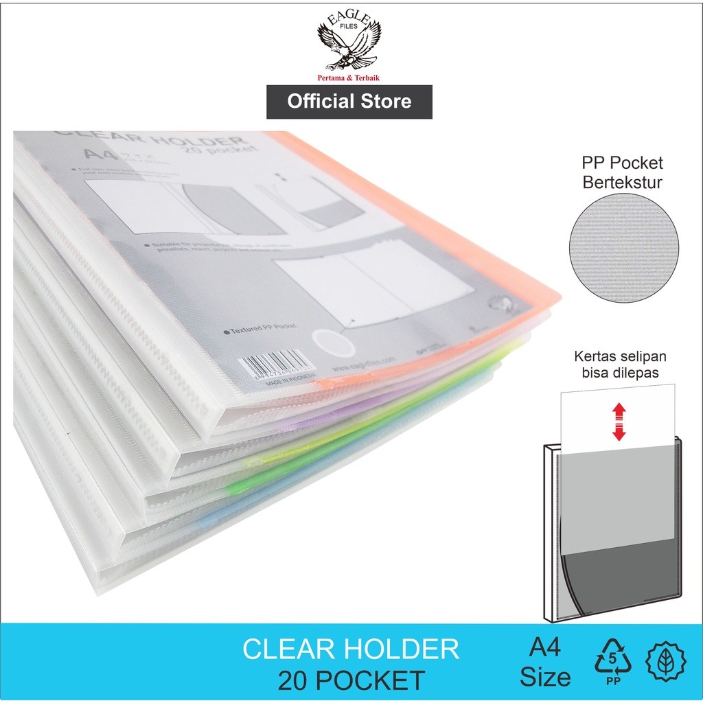 

Clear Holder EAGLE Files A4 Dokumen Keeper Display Book Document Keeper A4 20 Pocket E 313 A