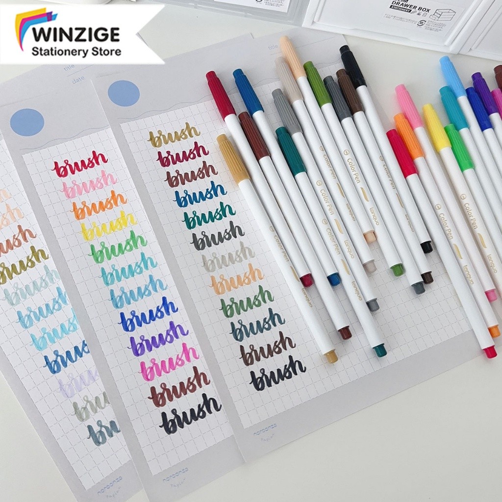

Winzige Set 12 Calligraphy Pen Soft Brush Pen Aesthetic Vintage Warna Warni Brush Lettering Marker