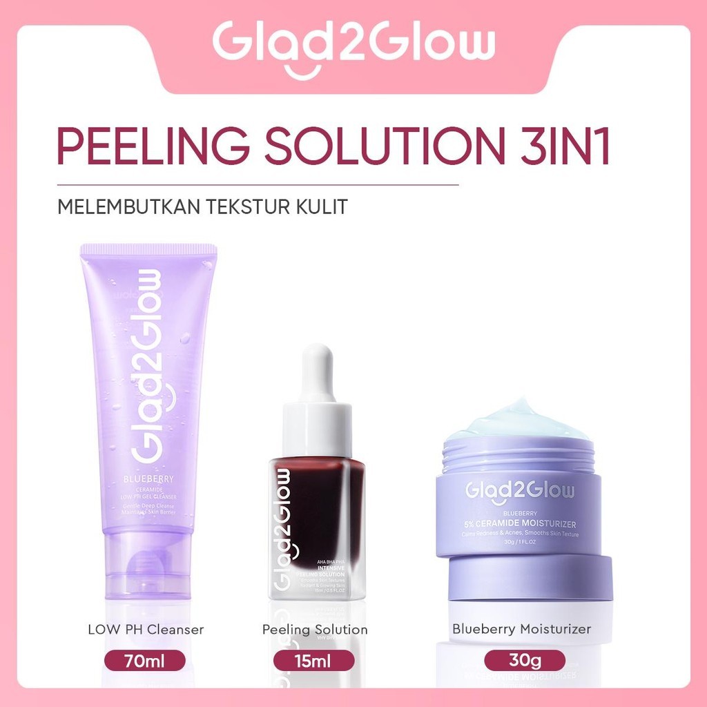 [Pre Order] Glad2Glow Paket Peeling Solution Bundle All In 1 - 2/3/4 Pcs Barrier Skincare