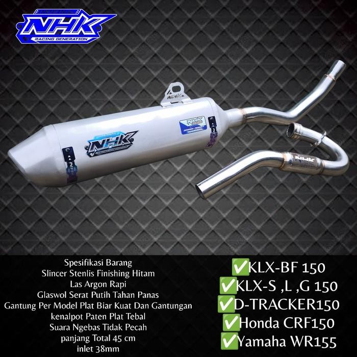 PREMIUM Knalpot NHK PNP Klx 150 Dtracker 150 Crf 150 Wr 155 Suara bass bulat Full Stainless Anti