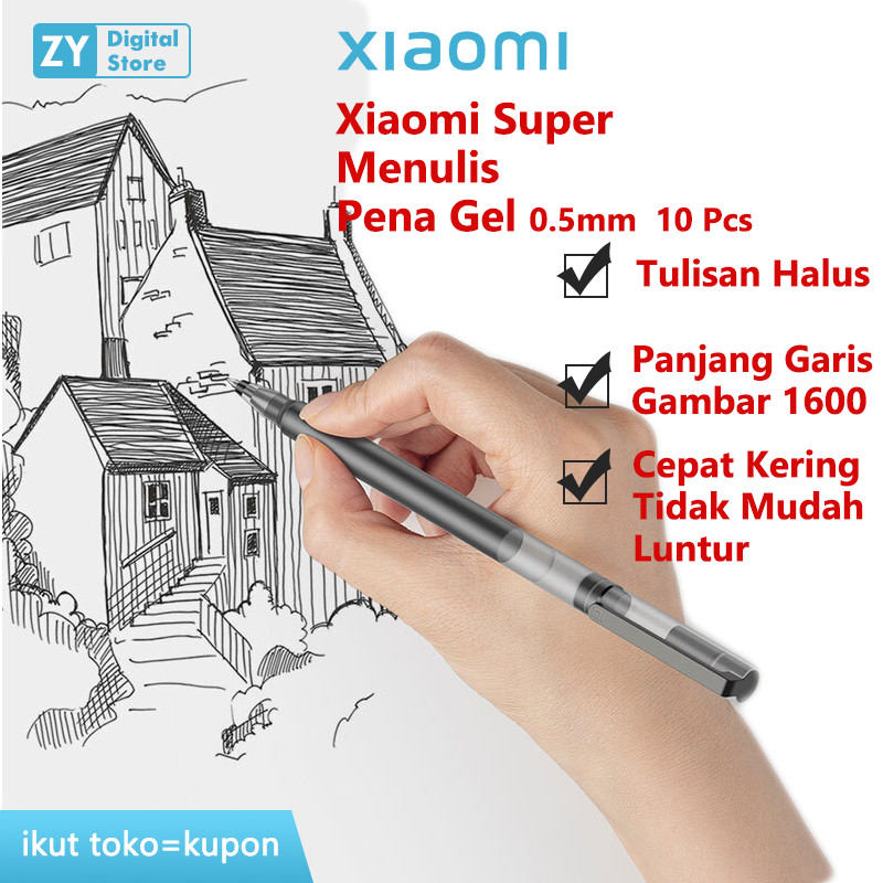 

UM1 Xiaomi Mijia Gel Pen 0.5mm 10pcs Hitam Merah Berwarna-Warni Pulpen Tanda Penulisan Halus Tahan
