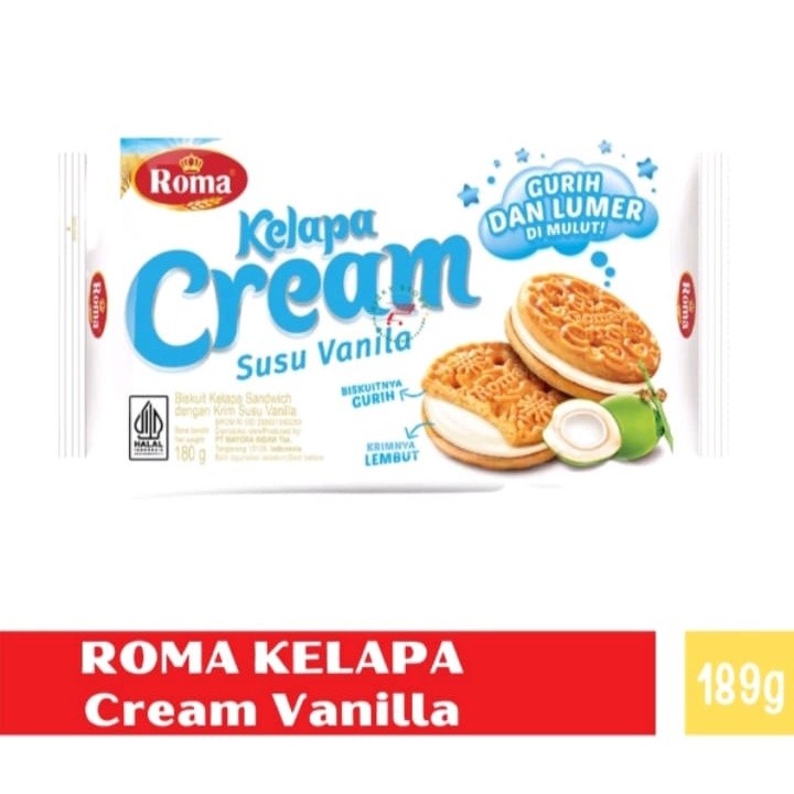 

Sajiandapur Roma Kelapa Cream Cokelat Cream Vanila 180 G