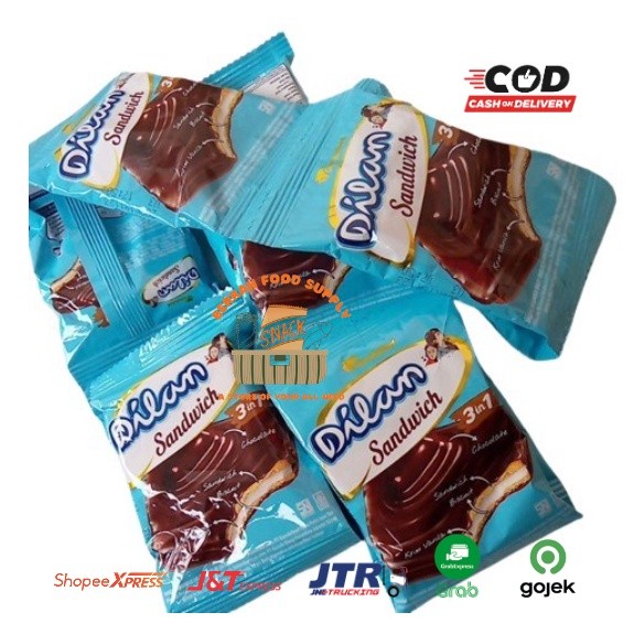 

Sajiandapur ( Berkah ) Dilan Sandwich Biskuit 3 In 1 Cream Vanila Coklat 10 Bks X 16Gr Snack Cemilan