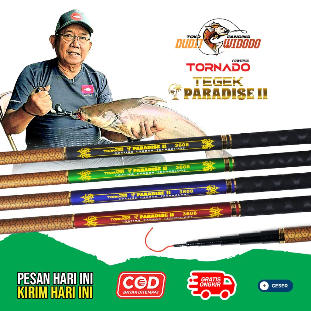 Paradise Tegek Pancing Fiber Coating Carbon By Dudit Widodo Tegek Paradise II Anti Slip 240cm 270cm