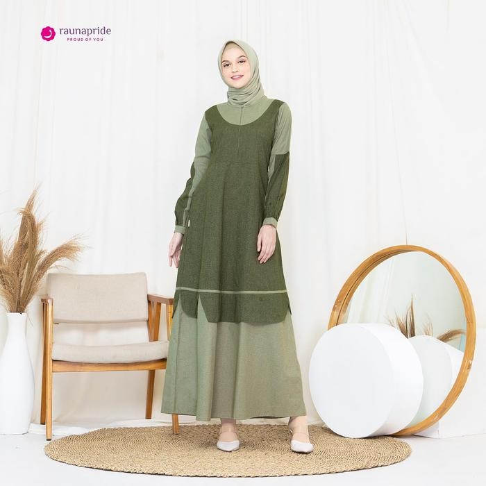Layali- Baju Gamis Wanita Casual Dewasa / Katun Rauna GD-32 / Fashion Muslim Polos Coklat Hijau