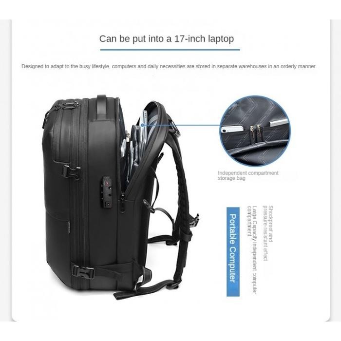 Outwalk 7705L Backpack With Vacuum Tas Ransel Laptop 17 Tsa Expandable - Asli