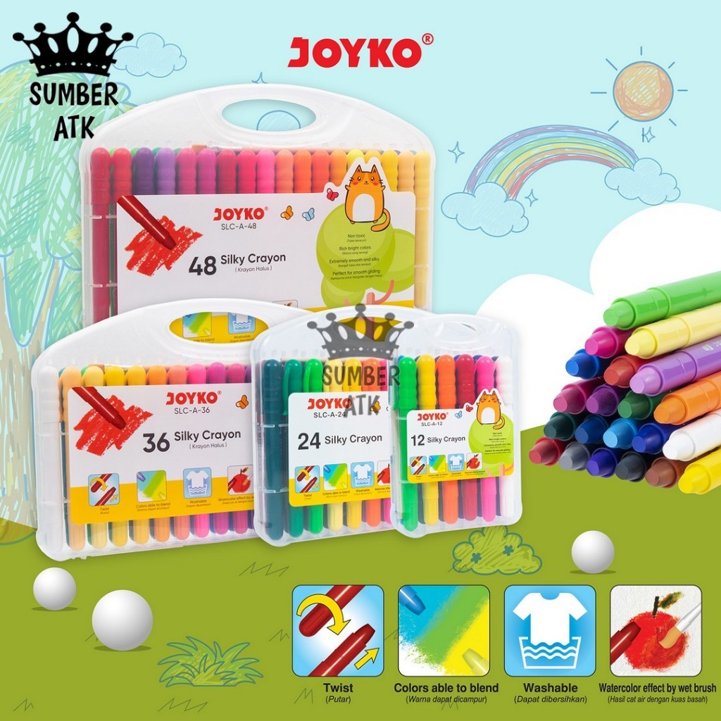

Silky Crayon Krayon Halus Joyko SLC-A Warna 12 , 24 , 36 dan 48 Warna
