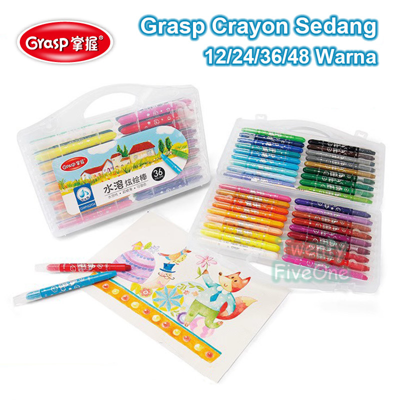 

Grasp Sedang Crayon Original 12/24/36/48 Warna Water Soluable Crayon Krayon Mewarnai