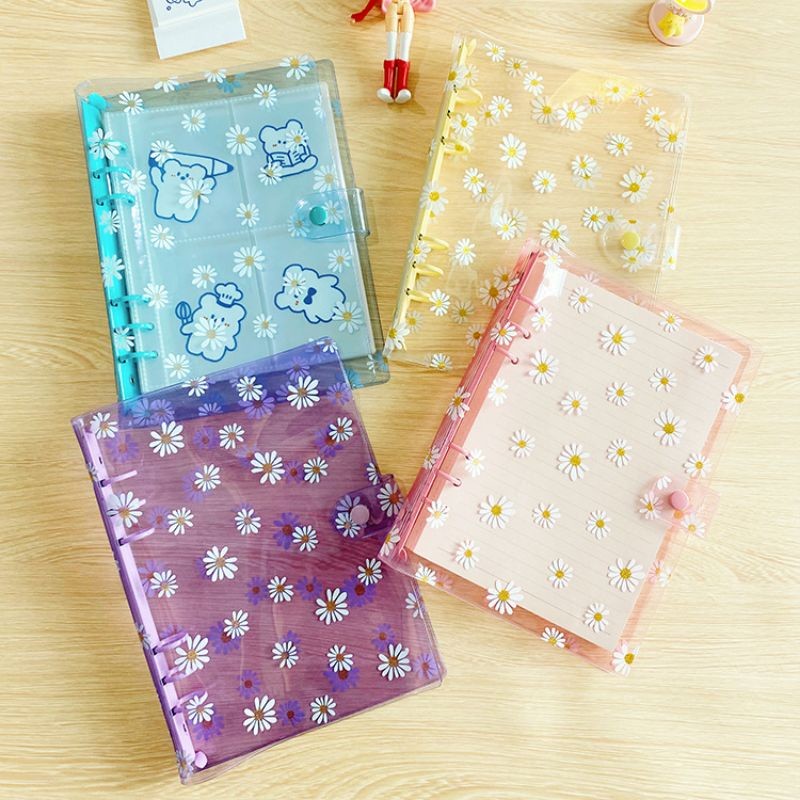 Binder A5 Daisy Transparan 6 Ring Binder Kuliah Binder Cover Binder Tabungan Binder Keuangan