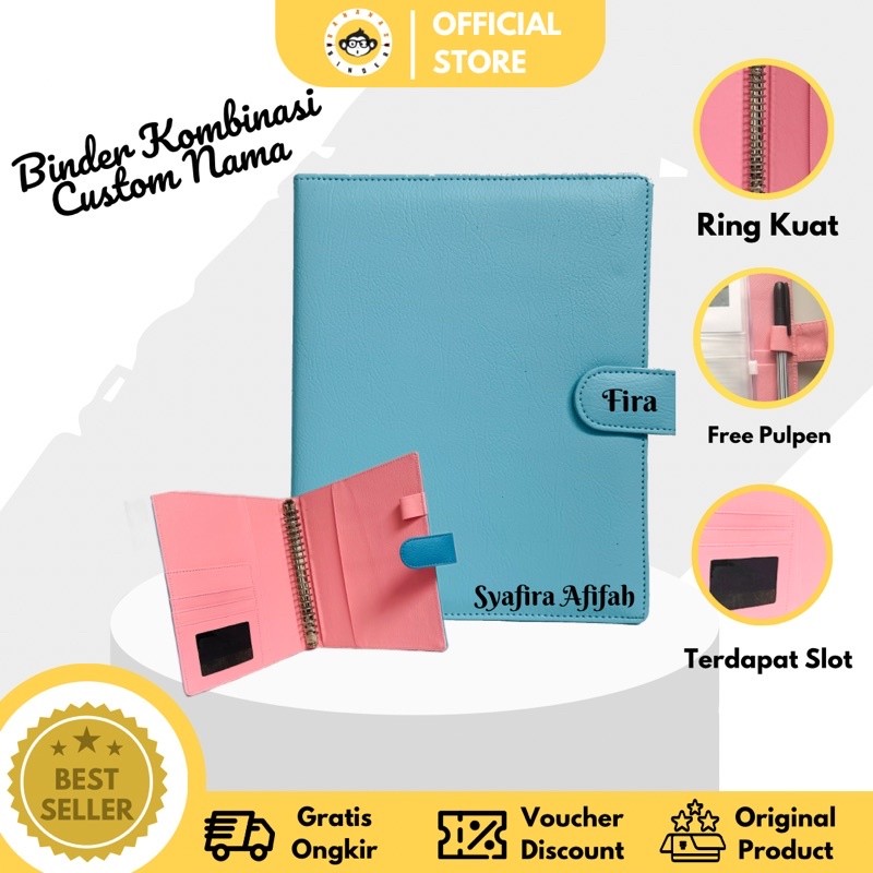 

Binder Polos Kombinasi 20 ring A5 Custom Nama + free pulpen